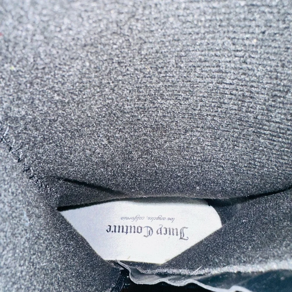 Juicy Couture - Girls Boots Black Zip Up 12” Tall Bow & Logo Size 5
